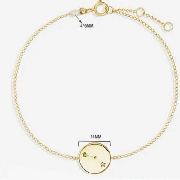 NEW “Gemini" Gold Filled Star Disc Birthday Zodiac Constellation Bracelet, 6-8" - Picture 4 of 6